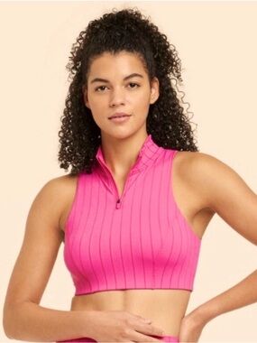 NWT! JoyLab Women’s High Neck Zip-Up Sports Bra Hot Pink - Size XXL